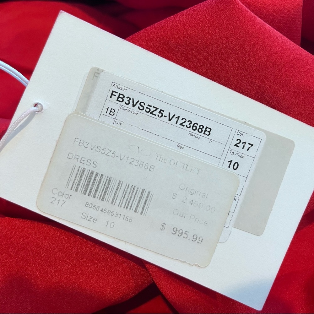 Valentino Techno Couture SZ 10 Red One Shoulder Flower Detail Knee Length Dress - Picture 11 of 14